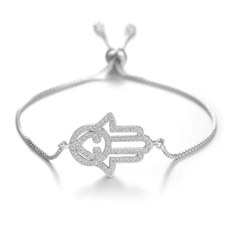 JUWANG Vintage Pulseras Hamsa Of Fatima Charm Bracelet Turkish Evil Eye Adjustable Couple Bangle Women Girl Fashion Jewelry | Украшения и