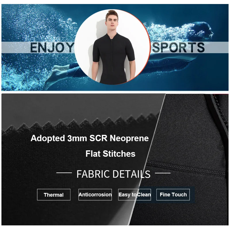 Sbart 3 мм Мужской мокрый костюм короткий спереди на молнии Neopreno купальник