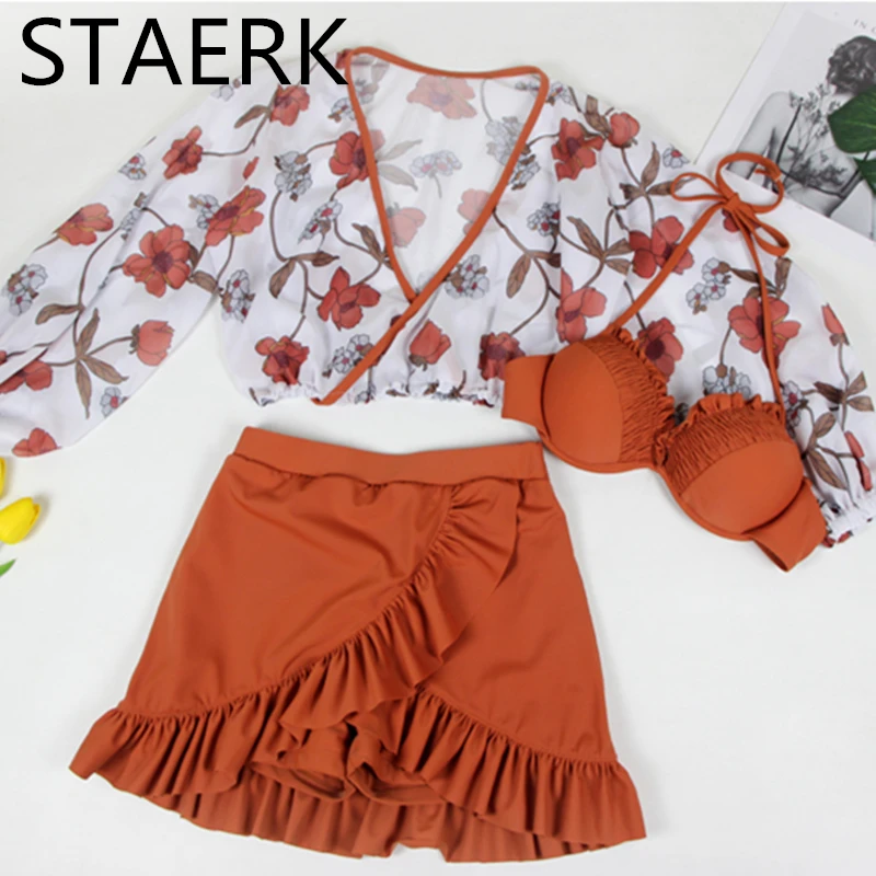 Сексуальный бикини 2019 женский набор цветочный принт Высокая талия Купальник