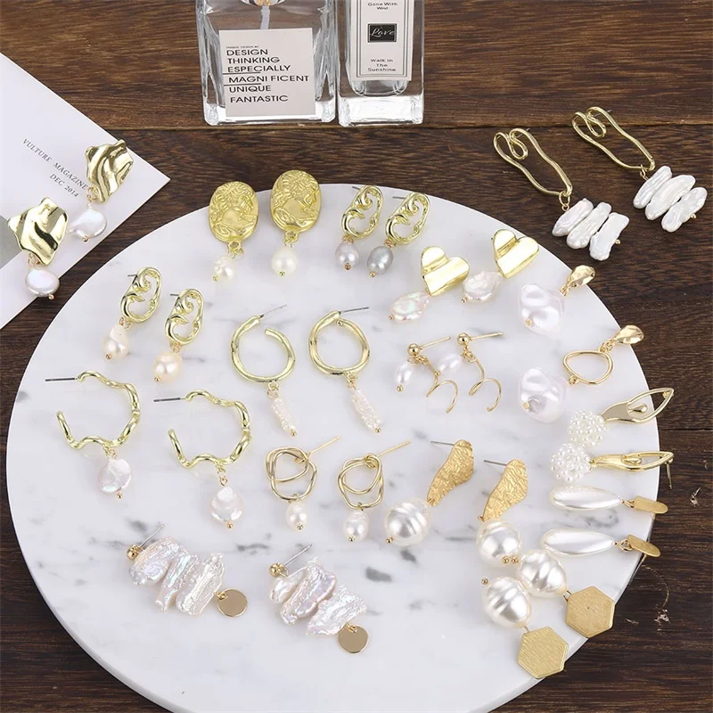 Женские серьги-подвески с жемчугом золотого цвета модные ювелирные украшения