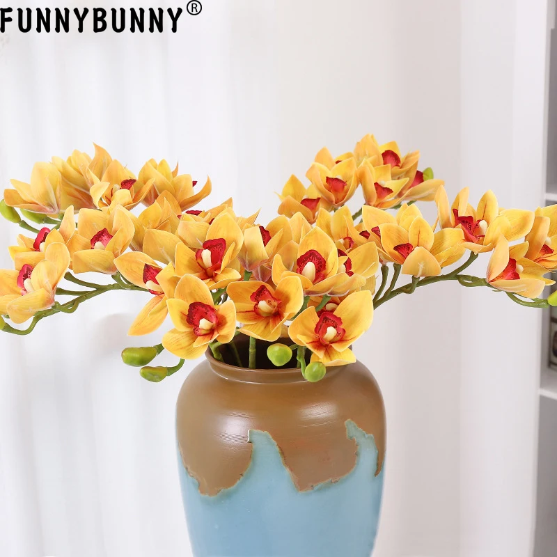 Искусственный цветок орхидеи FUNNYBUNNY украшение для дома свадьбы зеленая