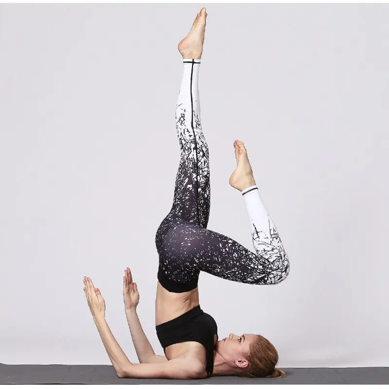 Для женщин YOGA брюки с принтом Спортивные Леггинсы растягивается Фитнес Yoga