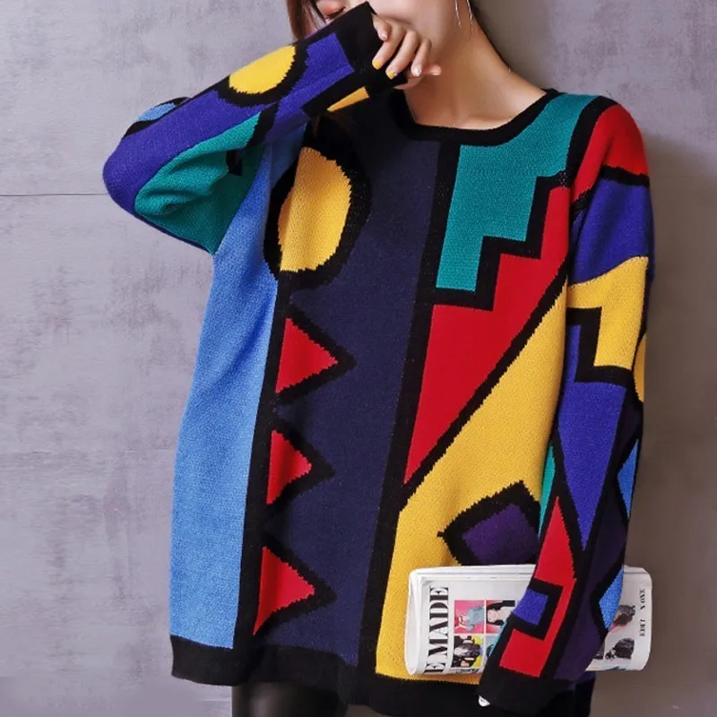 Женский трикотажный пуловер Max LuLu винтажный большого размера в Корейском стиле