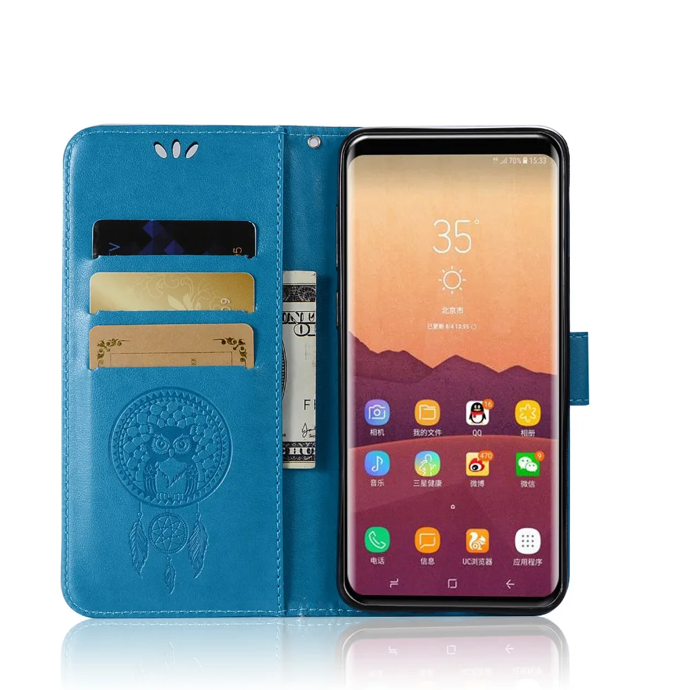 Кожаный чехол-книжка с рисунком совы для Samsung Galaxy S9 Plus S9Plus S 9 | Мобильные телефоны и