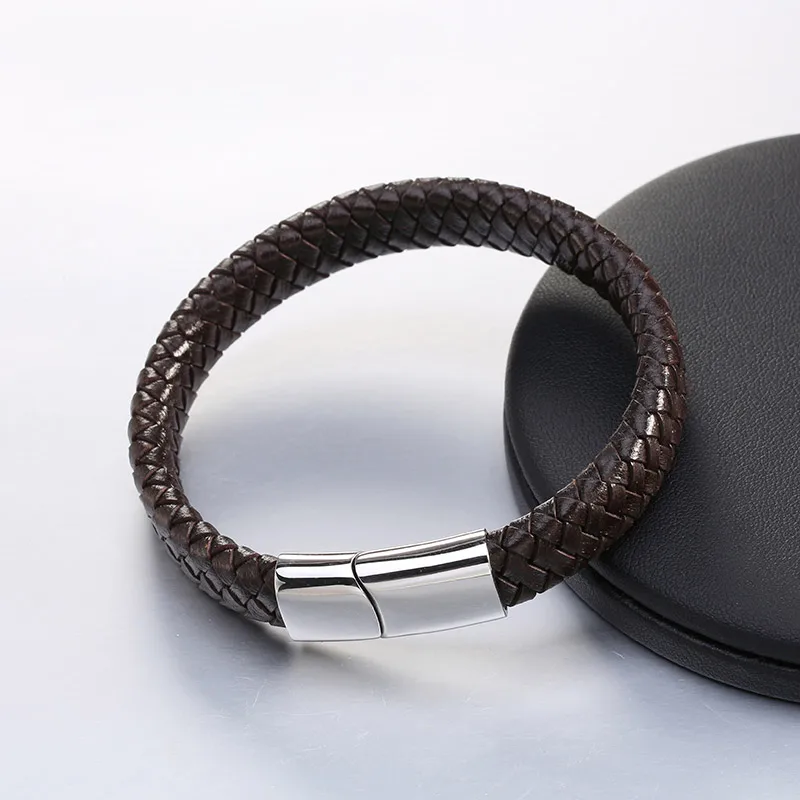 SAISEE мужской ювелирный плетеная Натуральная кожа браслет 316L нержавеющая