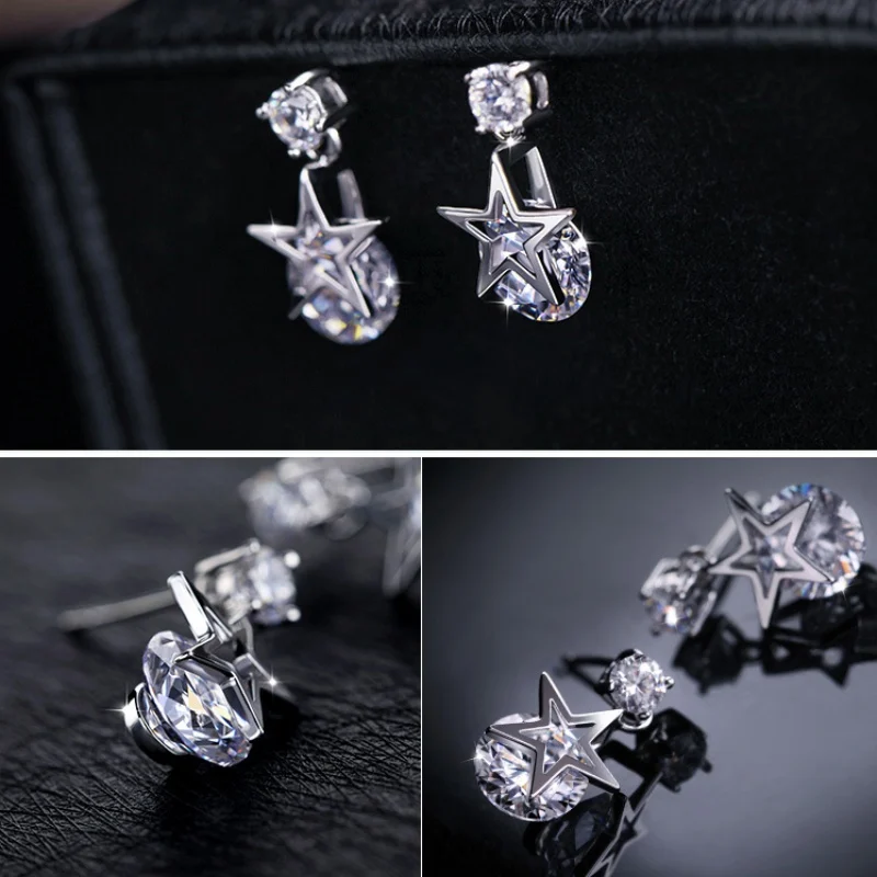 Women Bling Crystal Stud Earrings Shiny Star Ear Studs 2018 Wedding Jewelry Party Brincos Pendientes Boucle D'oreille | Украшения и