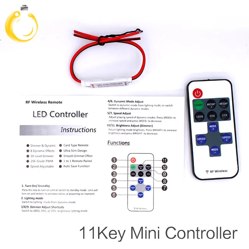 12В РЧ светодиодный светильник мини беспроводной переключатель управления Лер