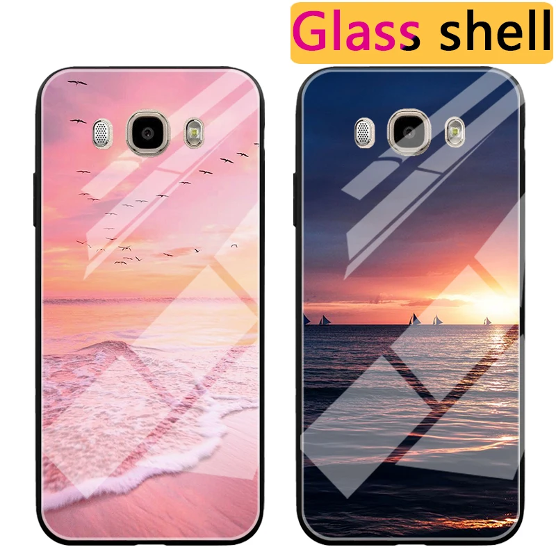 Чехол из закаленного стекла для Samsung Galaxy J5 2016 чехол J7 роскошная защитная задняя