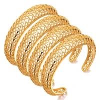 wando 4pcslot open hollow cuff bangles for women classic geometric round gold colour bracelets bangles ethnic jewelry gift b166