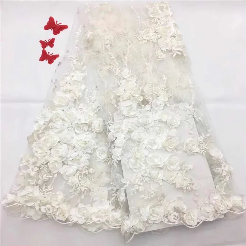 Beautiful Gold French Net Lace Fabric 3D Flower Bridal African Tulle Mesh High Quality 2018 Nigerian Fabrics | Дом и сад
