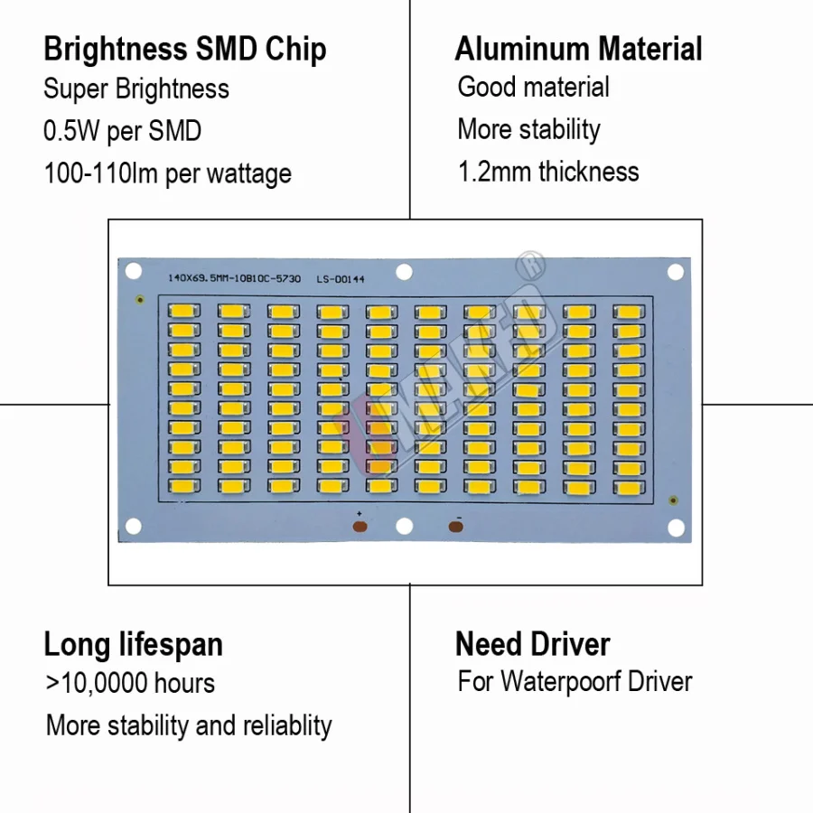 100% полная мощность светодиодная прожекторная печатная плата 20 Вт 30 50 70 100 SMD5730
