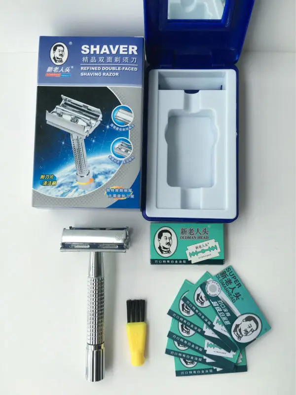 Безопасная бритва из хромированного сплава высшего качества с упаковкой