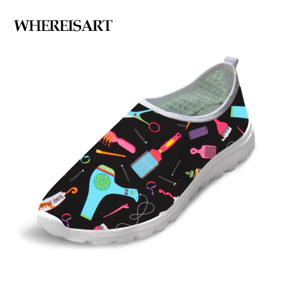 WHEREISART модная обувь для парикмахера косметолога с принтом женская повседневная