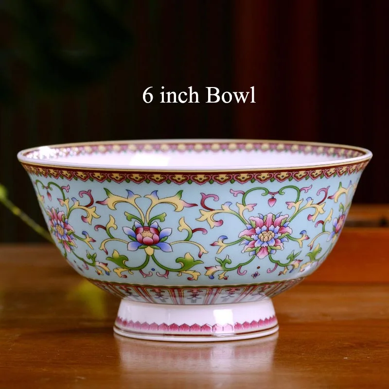 M(6 inch) 4,5/5/6 Цзиндэчжэнь Керамика пастель набор посуды, цвета слоновой кости миски классический китайский миски под рис, пиалы для лапши рамен домашнего декора подарки благоприятный - Цвет: M(6 inch)