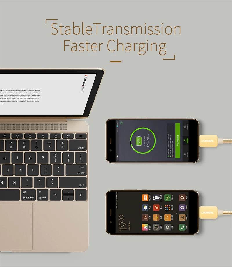 CHOSEAL Кабель зарядного устройства микро-usb металлическая оплетка быстрой синхронизации и зарядки шнур для samsung Android htc, LG Motorola sony Kinle
