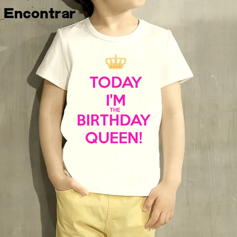 Детская футболка с надписью Keep Calm Coz I'm Brithday Queen/Prince Design Детские Забавные топы