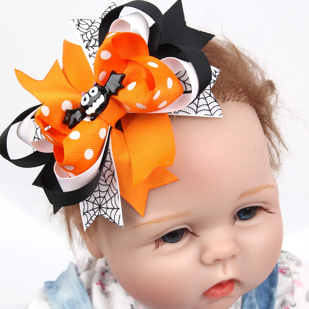 

Bat Halloween Punk Hair Bow with Clips for Hair Ghost Pumpkin Color Hair Bow Halloween Hair Accessories Best Friend Holiday Gift