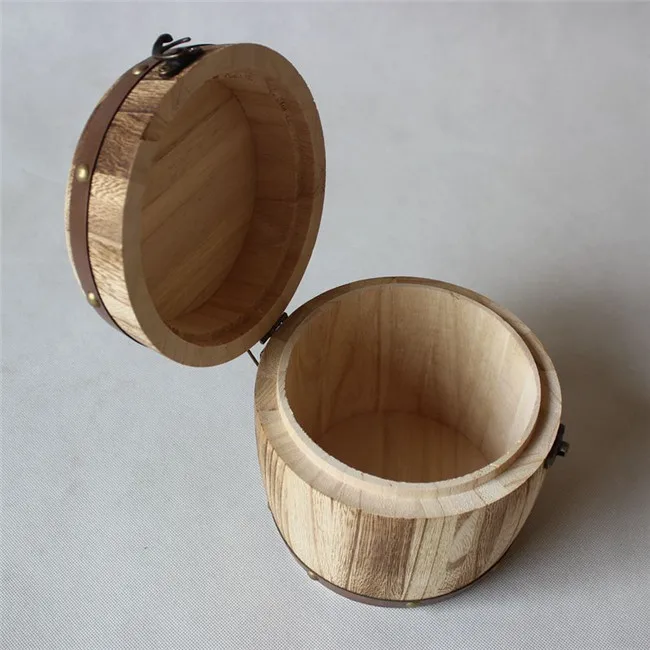 EASONOV 16X15.5cm Vintage Round Wooden Box Coffee Barrel Packing box Craft bucket | Дом и сад