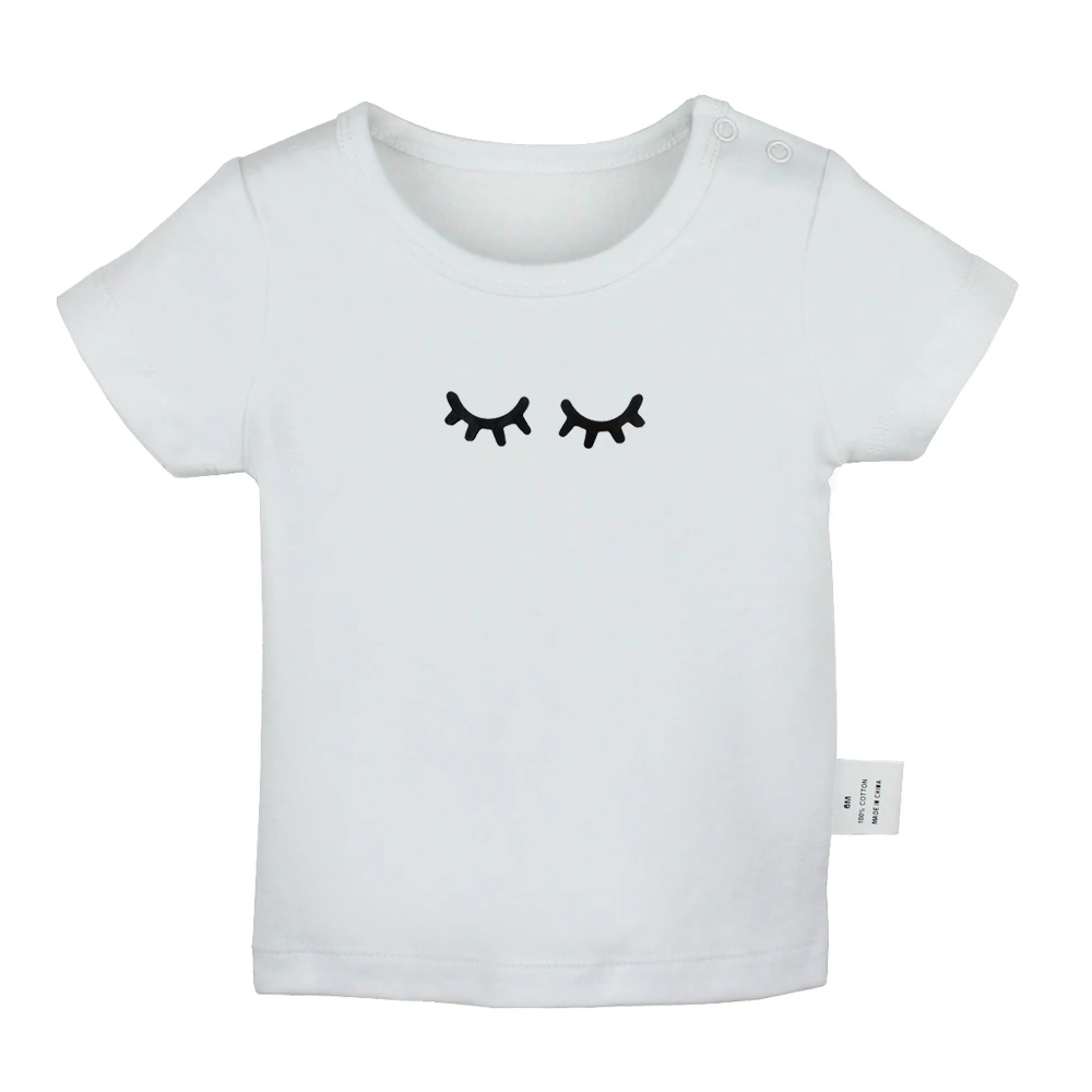 Легкая и Милая футболка для новорожденных с изображением ресниц глаз забавная