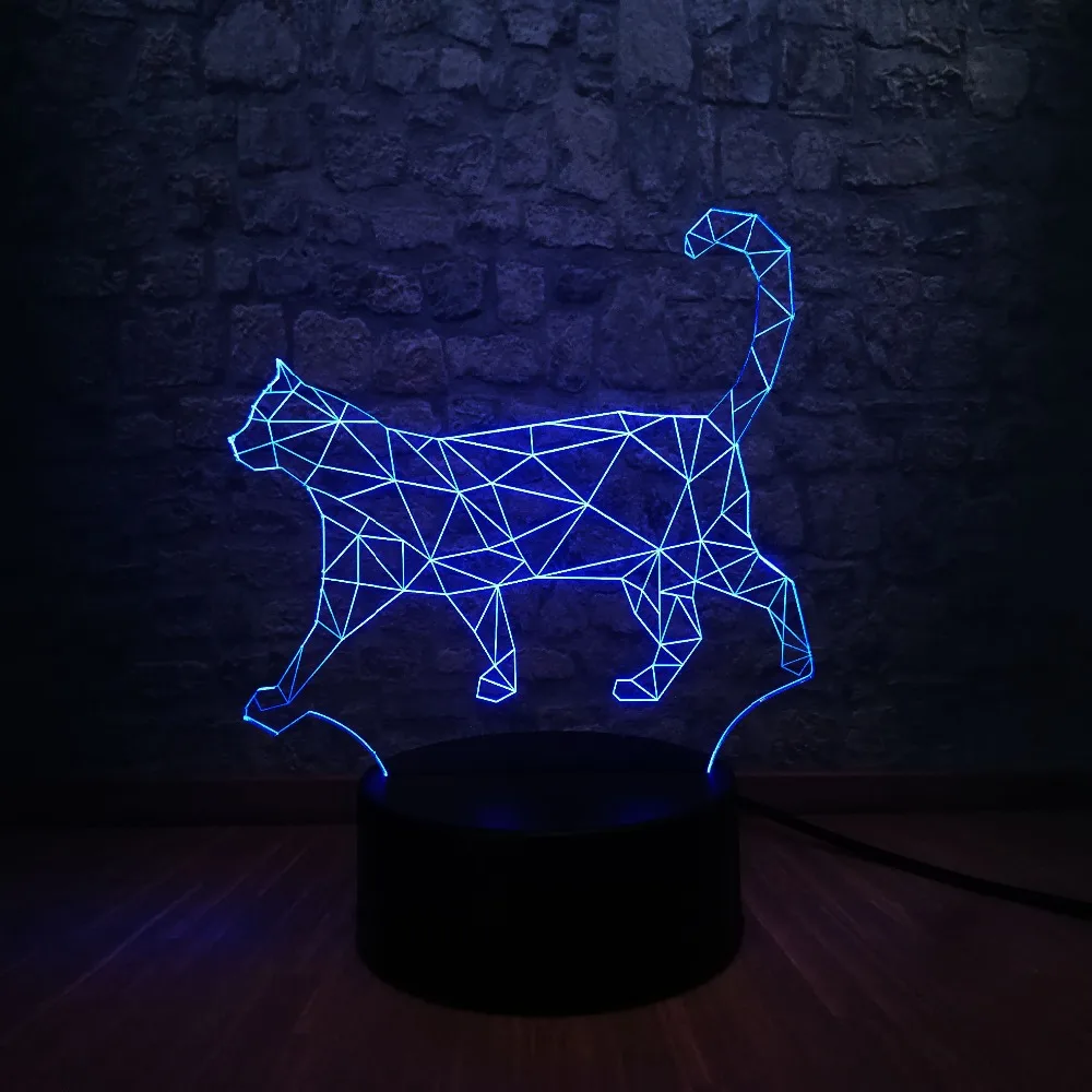 3D животное ленивый кот ходьба кошка Многоцветный Светодиодный Ночник светильник