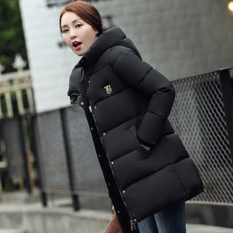 

2020 Fashion European Style Medium Long Slim Womens Winter Jackets And Coats Warm Hooded Down Cotton Parkas Jacket Coat WUJ0620