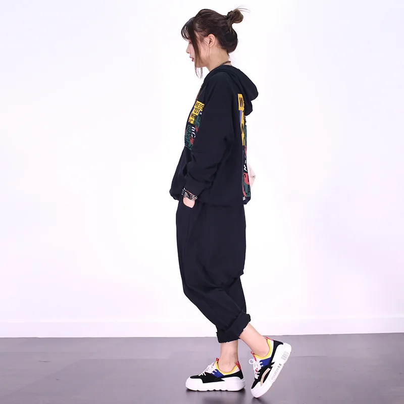 Мягкий хлопковый комплект с капюшоном принт в виде слова уличный рок костюм