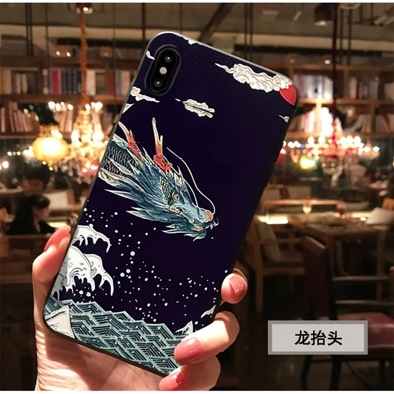3D рельефный чехол с рисунком карпа для iPhone 6 S 6s Plus 7 8 10 plus мягкий задней панели