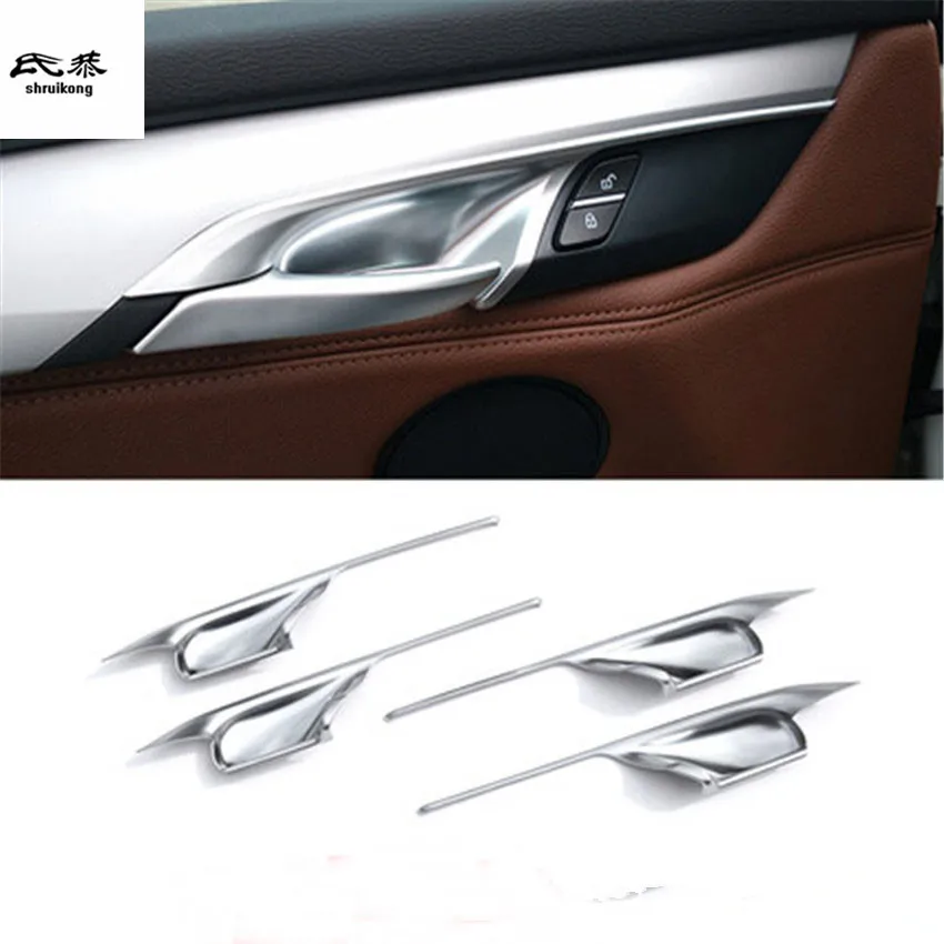 4pcs/Lot ABS Interior Door Shake Handshandle Bowl Decoration Cover For 2014-2018 BMW X5 F15 / X6 F16 Ccar Accessories