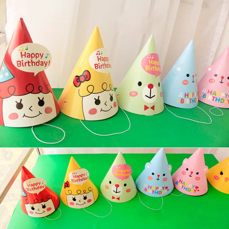 6 шт DIY картонная бумага животное милые дети день рождения Кепка Рождественская