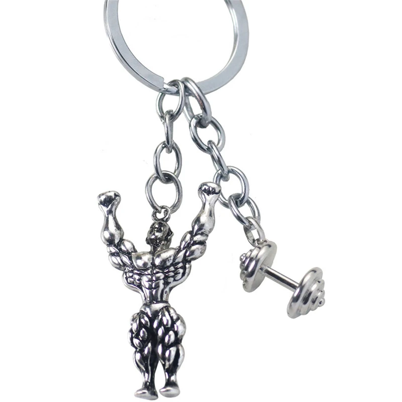 Мужские брелки для спортзала фитнеса брелок из нержавеющей стали бодибилдинга