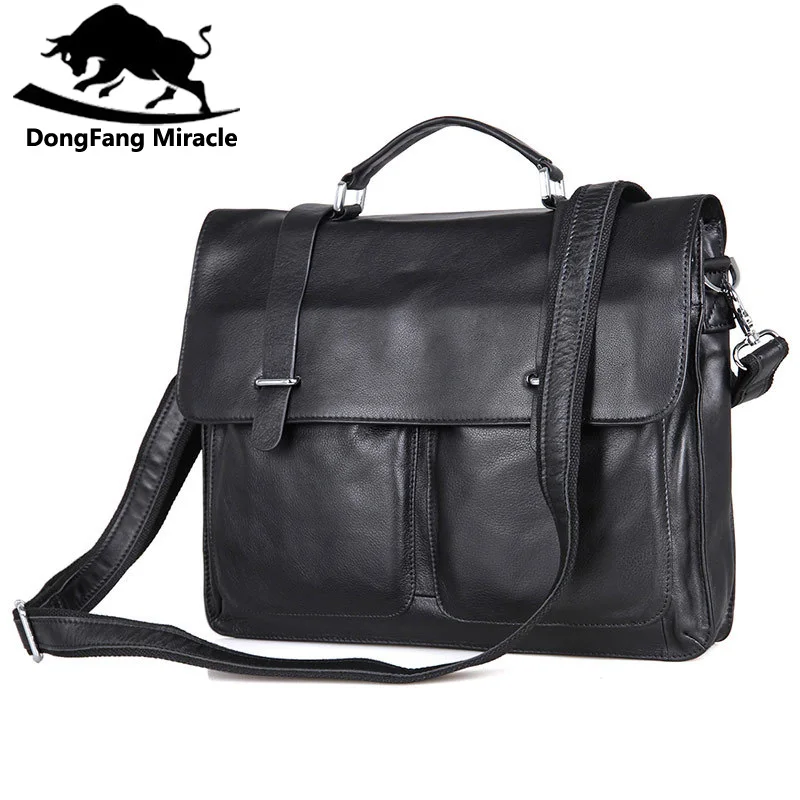 DongFang Miracle Vintag мужской портфель из натуральной кожи деловые сумки на плечо