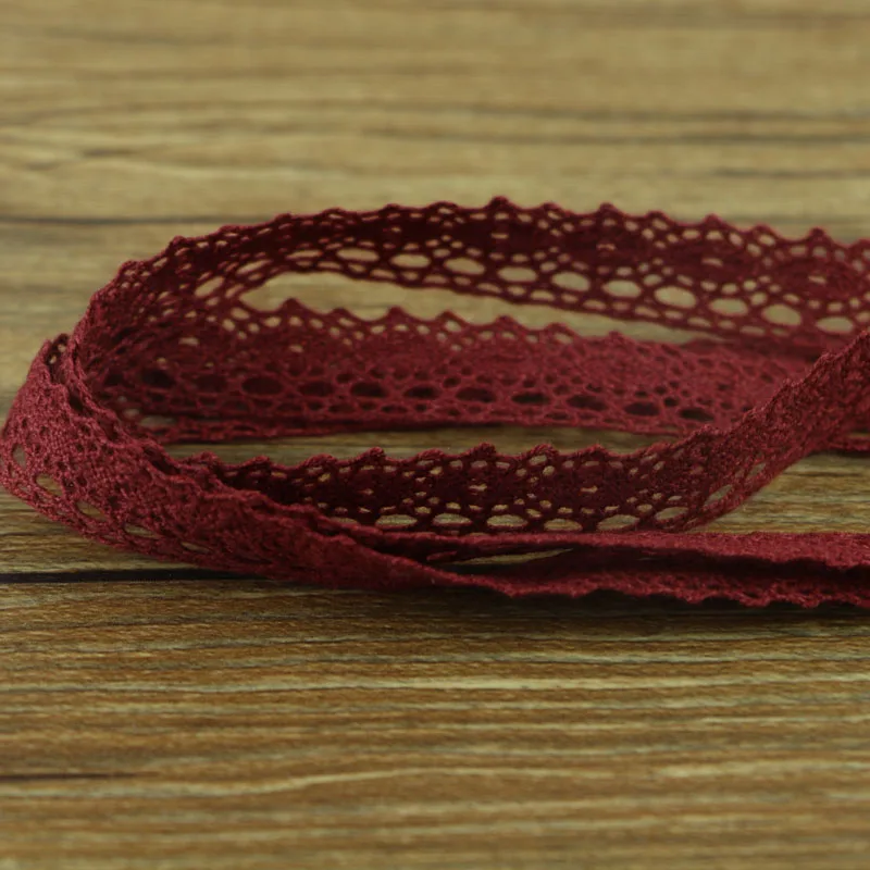 Новый 1 метр/темно красный цвет высокое качество Белый 2 см хлопковое кружево