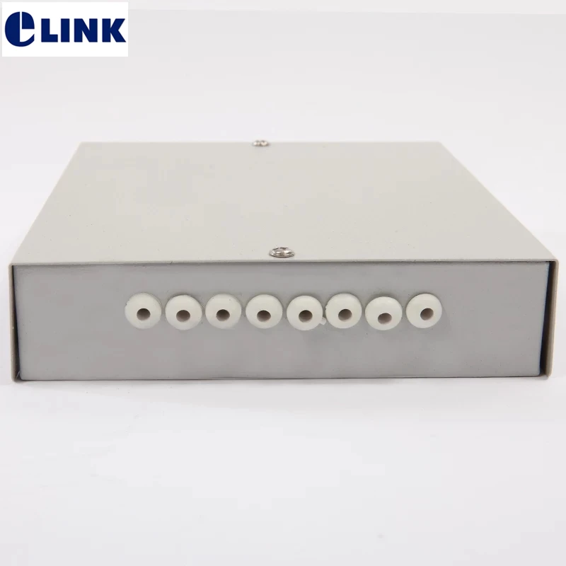 

5pcs 8 core ftth box optical fibre distribution box cold rolled steel fiber terminal box for pigtail out direct beige 0.8mm