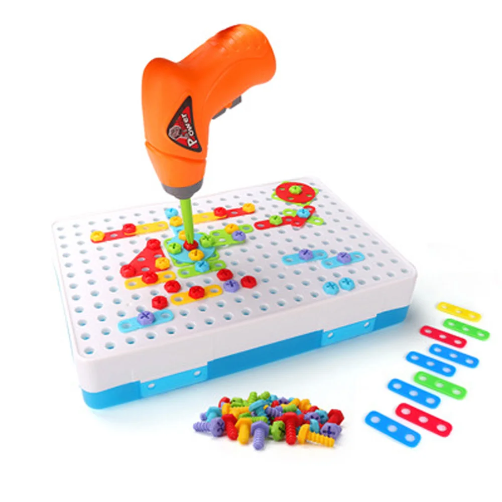 

Screwing Toy Electric Puzzle Drill Screw Nut Disassembly Match Tool Educational Assembled Blocks Sets Boys Design Building Toys
