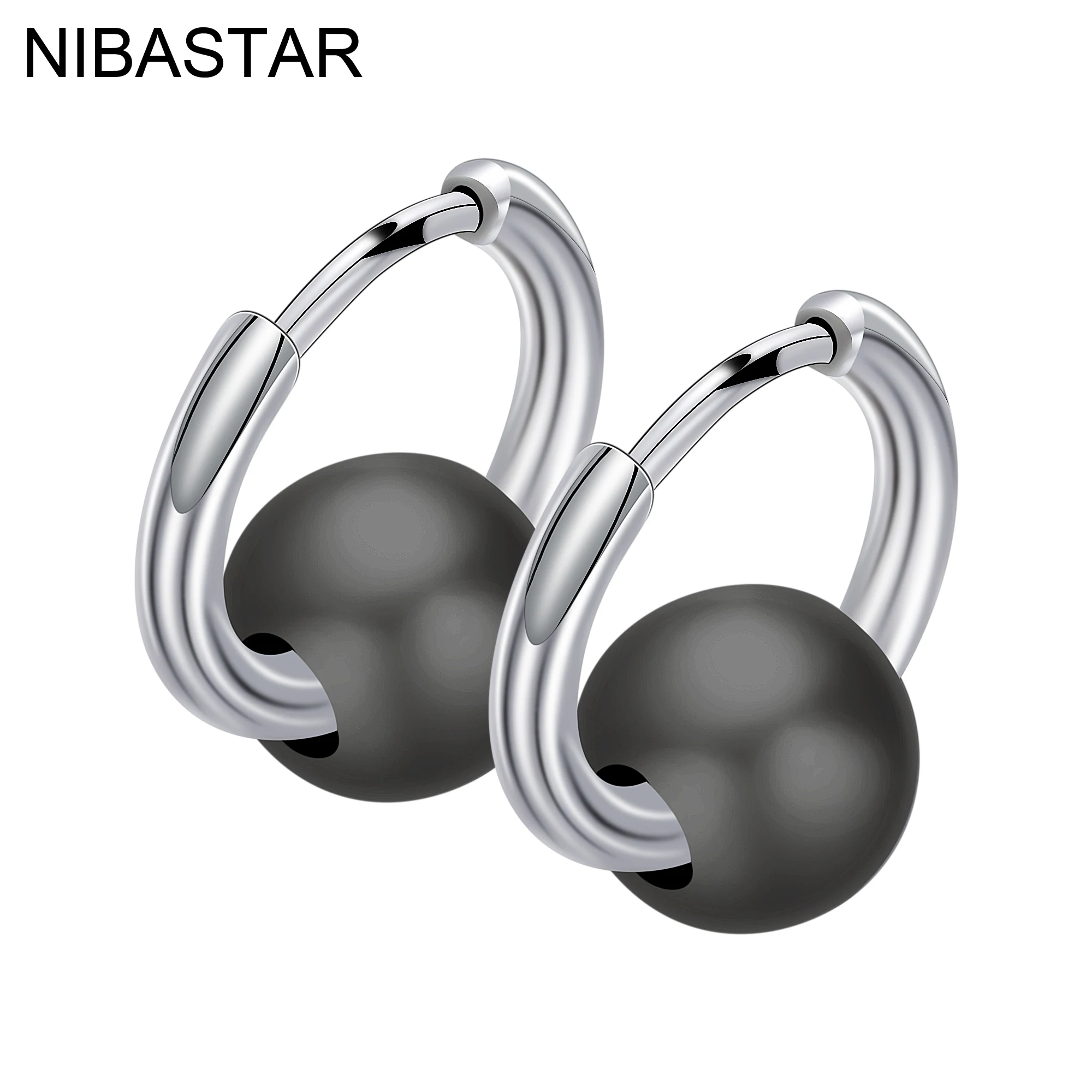 Модные женские круглые серьги из нержавеющей стали с белым/черным высокое