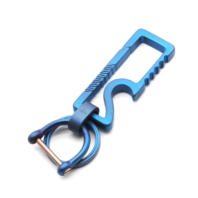 Titanium BO Blue Set Настоящий титановый мужской автомобильный брелок для ключей, Супер Легкий Титановый брелок с пряжкой в форме сердца, брелок для ключей EDC, креативный подарок - Цвет: Titanium BO Blue Set