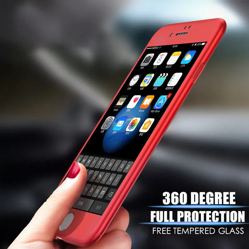 QINUO 360 protection Tempered Glass Case For iPhone 7 8 6 6s Plus 5 5S SE X XS Max XR Full Cover Telefon kilifi Funda Capa |