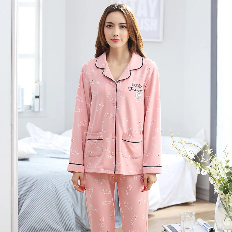 Женские пижамы Демисезонный теплый хлопок плюс Размеры розовая пижама костюм