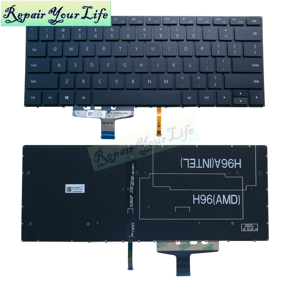 Клавиатура для ноутбука HUAWEI MateBook 13 WRT-W29 WRT-W19 американская, с задней подсветкой Клавиатура 9Z. NEWBQ.001 NSK-350BQ