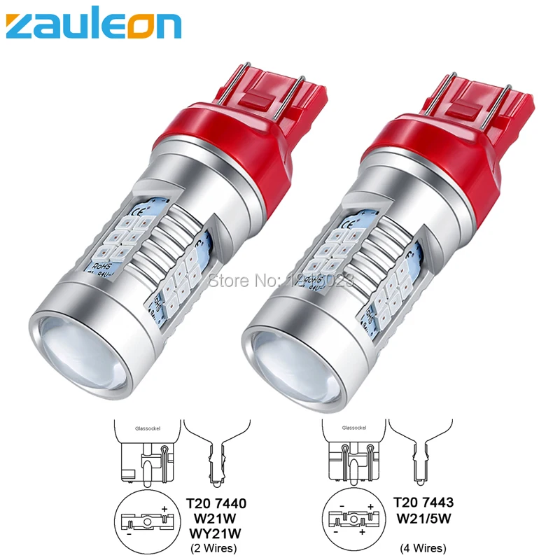 Zauleon 2 шт. T20 7443 W21/5 Вт Красный светодиодный задний стоп сигнал фонарь супер яркая