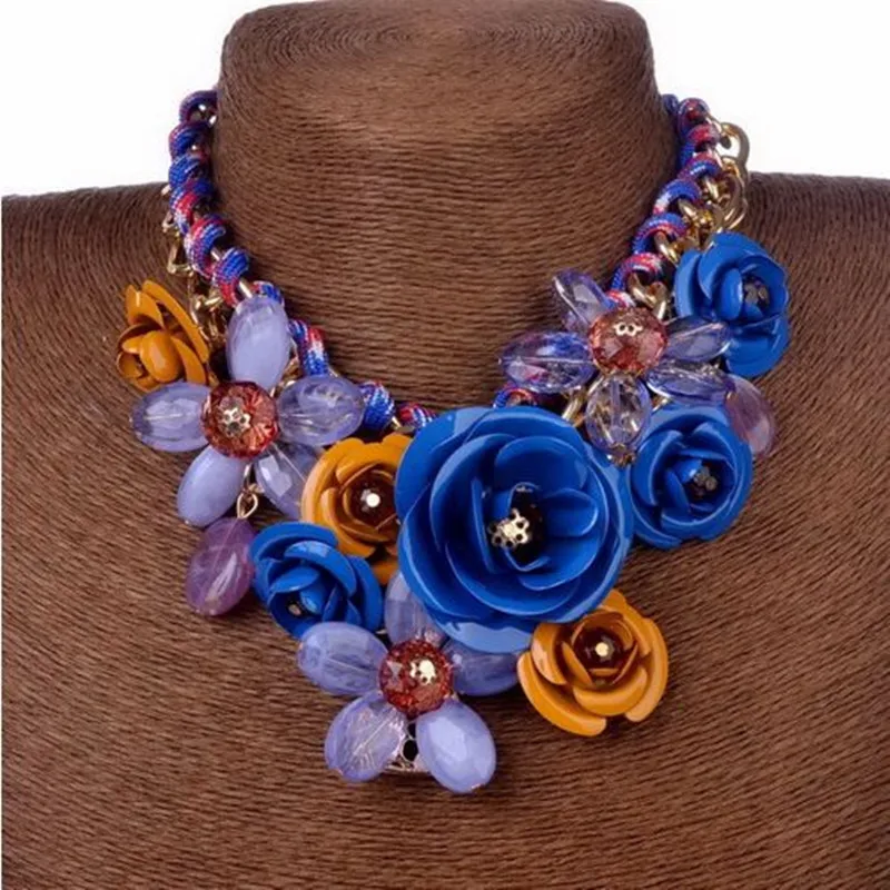 [Jimore] Горячая 2017 Весна Золотая цепь колье Биб Воротник цветок себе Цепочки и