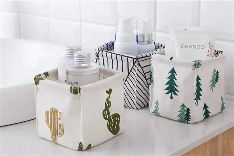 Милые контейнеры для хранения складные маленькие холщовые корзины мини