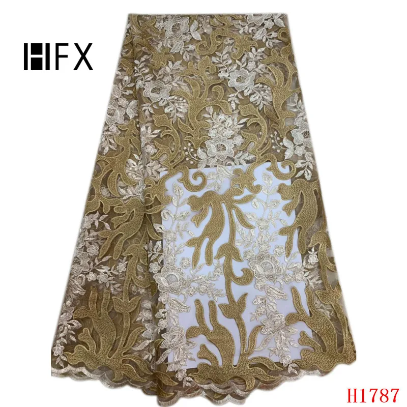 Кружевная ткань HFX 5 ярдов французская кружевная 2019 пачка зеленого цвета с