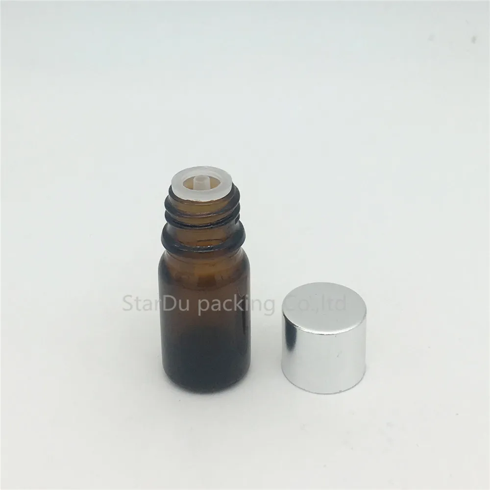 Высокое качество 5 мл стеклянная бутылка флакон эфирное масло 5cc духов серебристая алюминиевая крышка с