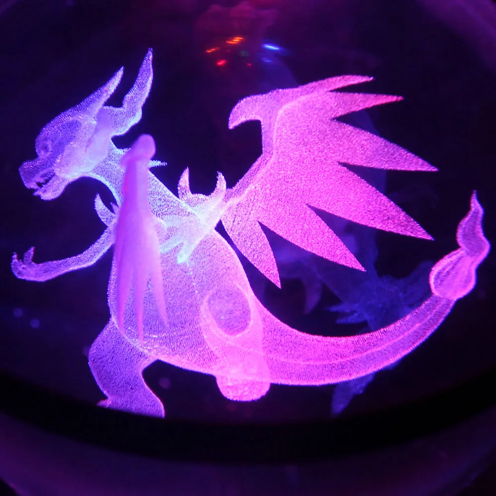HUI YUAN Charizard X Pokeball 8CM Diameter Crystal Ball 3D LED Novelty Light USB AA Battery Decorative Glass | Освещение