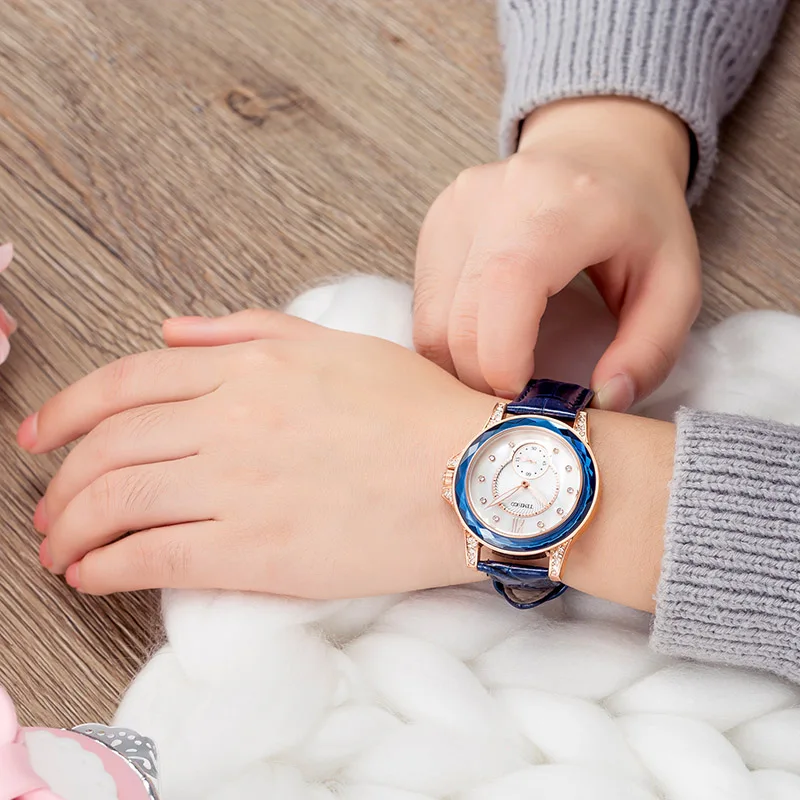 Новые женские часы TIME100 с кожаным ремешком и большим циферблатом