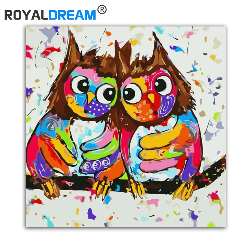 ROYALDREAM Painted Owl Animals Abstract Painting Diy Digital By Numbers Modern Wall Art Picture For Home Artwork | Дом и сад