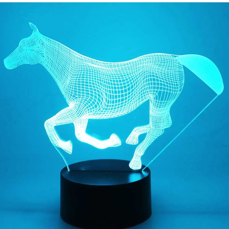 3D LED ночник бегущая лошадь с 7 видов цветов лампа для украшения дома потрясающая