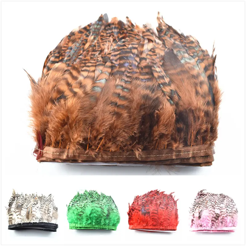 

Beautiful 1yards Pink Pheasant Feathers Trims Width 10-15CM/4-6inch dyed needlework feathers ribbon DIY feathers for crafts