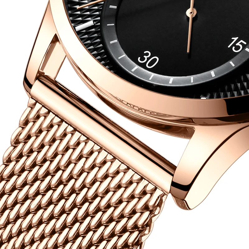 Новинка 2018 модные мужские водонепроницаемые часы розовое золото Роскошные Топ